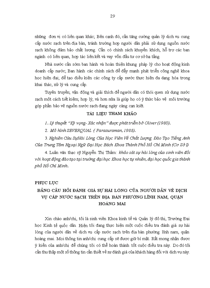 image for page Đánh giá sự hài lòng của người dân về dịch vụ cấp nước sạch trên địa bàn phường lĩnh nam, quận hoàng mai