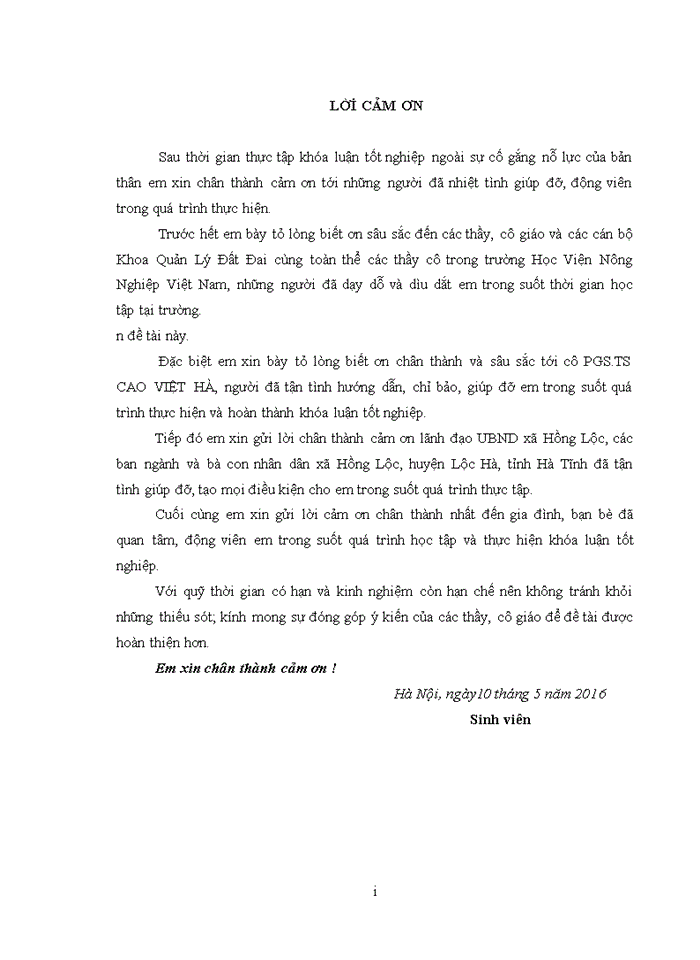 image for page Đánh giá hiệu quả và định hướng sử dụng đất sản xuất nông nghiệp của xã Hồng Lộc, huyện Lộc Hà, tỉnh Hà Tĩnh