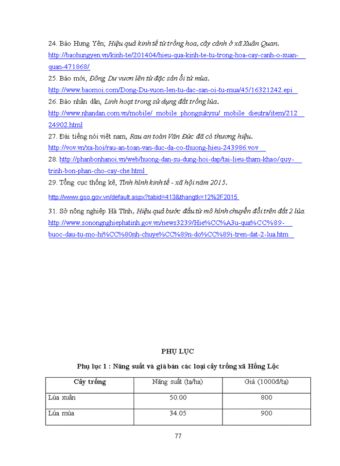 image for page Đánh giá hiệu quả và định hướng sử dụng đất sản xuất nông nghiệp của xã Hồng Lộc, huyện Lộc Hà, tỉnh Hà Tĩnh