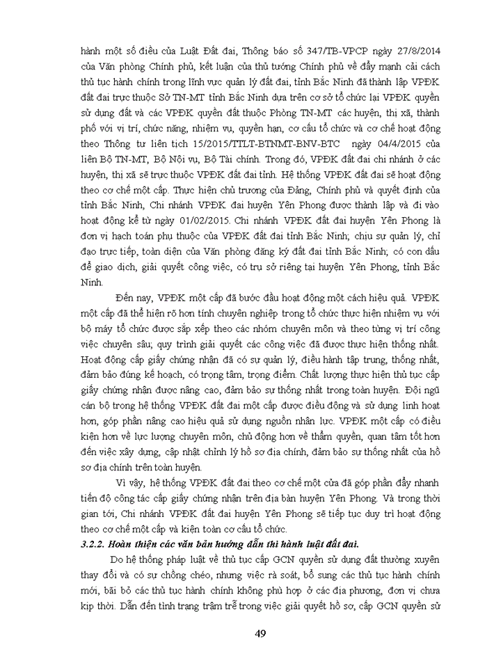 image for page Công tác cấp Giấy chứng nhận quyền sử dụng đất, quyền sở hữu nhà ở và tài sản gắn liền với đất tại Huyện Yên Phong, tỉnh Bắc Ninh giai đoạn 2013-2015