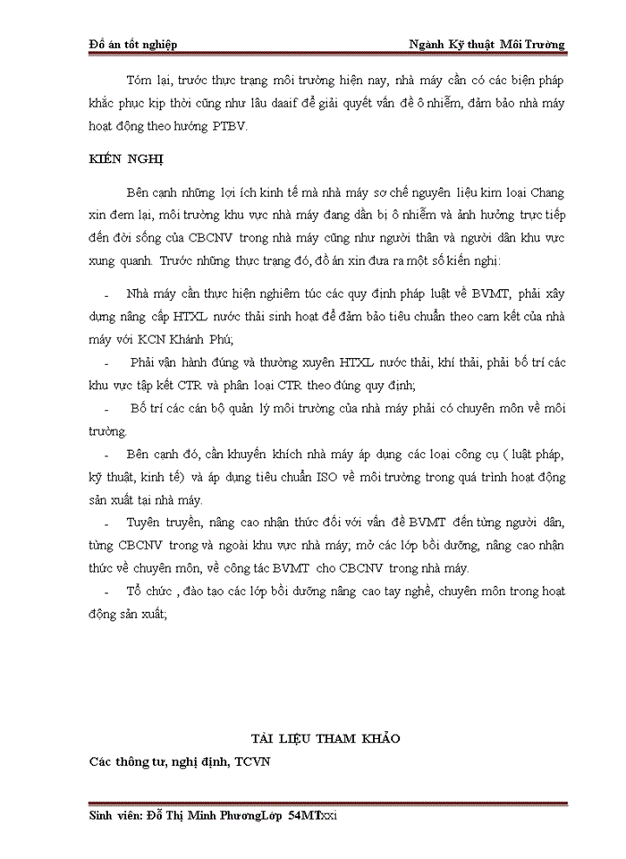 image for page Đánh giá hiện trạng và đề xuất biện pháp cải thiện môi trường nhà máy sơ chế nguyên liệu kim loại Chang Xin, KCN Khánh Phú tỉnh Ninh Bình