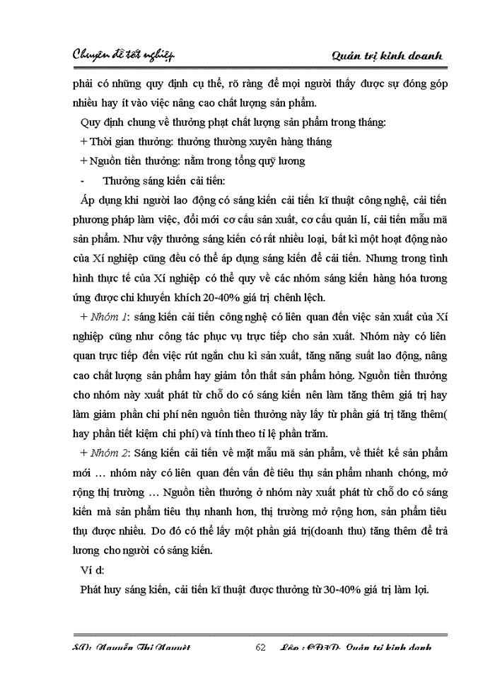 image for page Thực trạng và một số giải pháp hoàn thiện công tác xây dựng quản lý quỹ tiền lương, tiền thưởng nhằm góp phần nâng cao tính cạnh tranh của sản phẩm tại  Xí nghiệp cơ khí Phương Đông