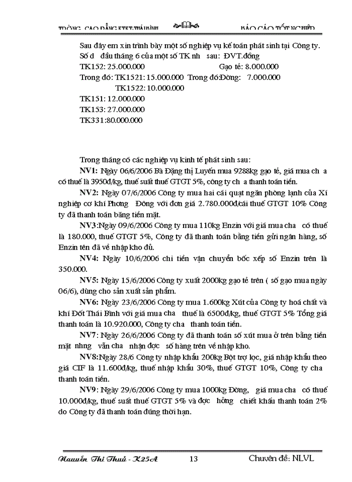 image for page Tổ  chức  công  tác kế toán nguyên vật liệu tại công ty cổ phần bia Hà Nội-Thái Bình