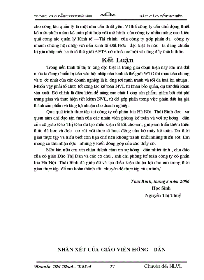 image for page Tổ  chức  công  tác kế toán nguyên vật liệu tại công ty cổ phần bia Hà Nội-Thái Bình