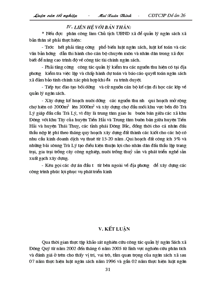 image for page Một số giải pháp nhằm tăng cường công tác quản lý thu ngân sách xã ở xã Đông Quý - huyện Tiền Hải