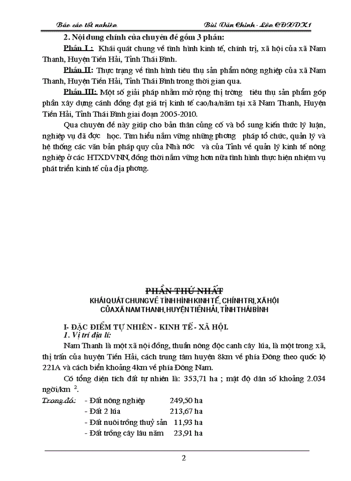 Một số giải pháp nhằm mở rộng thị trường tiêu thụ sản phẩm góp phần xây dựng cánh đồng đạt giá trị kinh tế cao/ha/năm tại xã Nam Thanh, Huyện Tiền Hải, Tỉnh Thái Bình