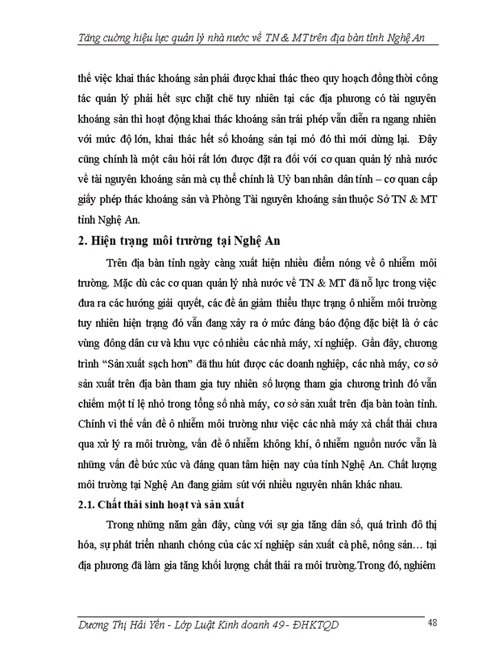 image for page Tăng cuờng hiệu lực quản lý nhà nước về TN & MT trên địa bàn tỉnh Nghệ An