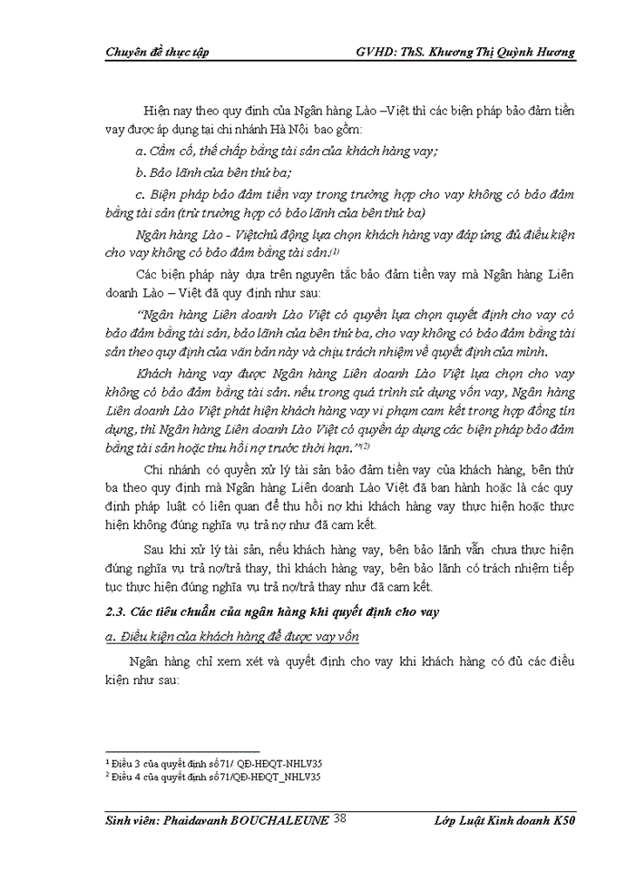 image for page Chế độ pháp lý và thực tiễn áp dụng các biện pháp bảo đảm tiền vay bằng tài sản tại Ngân hàng Liên doanh Lào-Việt