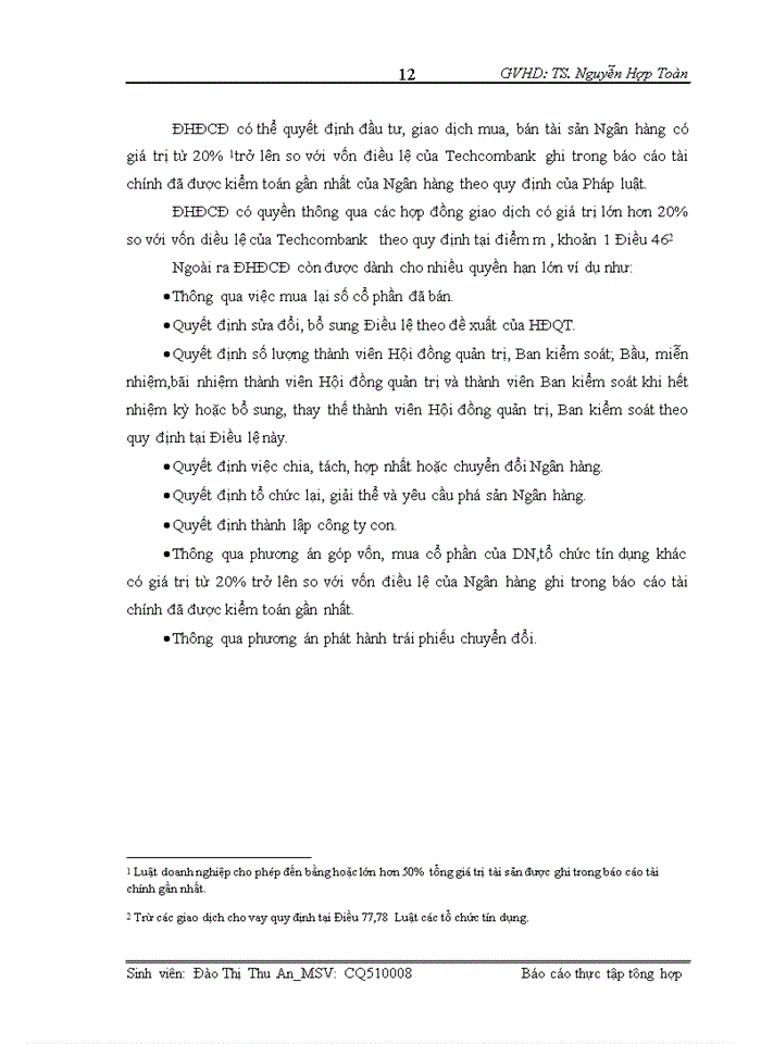 image for page Báo cáo thực tập tổng hợp hội sở ngân hàng TMCP Kĩ Thương Việt Nam - Techcombank