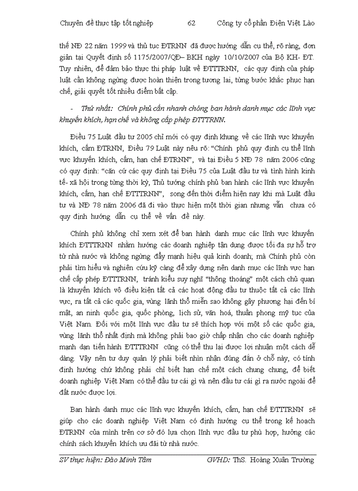 image for page Pháp luật Việt Nam về đầu tư trực tiếp ra nước ngoài và thực tiễn áp dụng tại công ty cổ phần Điện Việt Lào