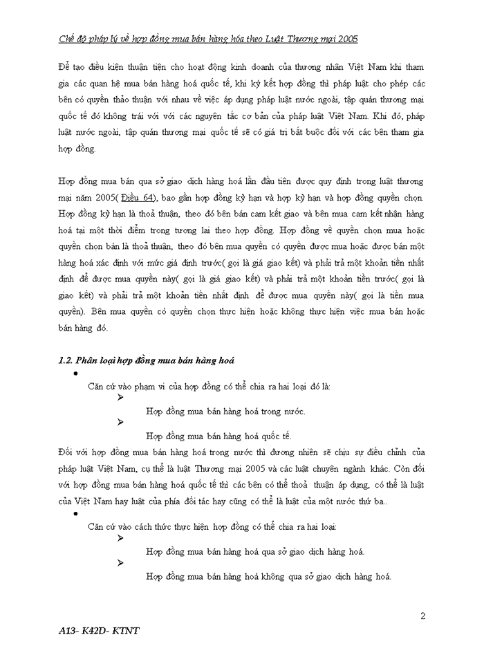 Chế độ pháp lý về hợp đồng mua bán hàng hóa theo Luật Thương mại 2005
