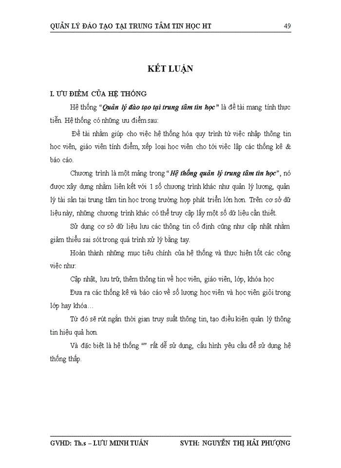 image for page Quản lý đào tạo tại trung tâm tin học HT