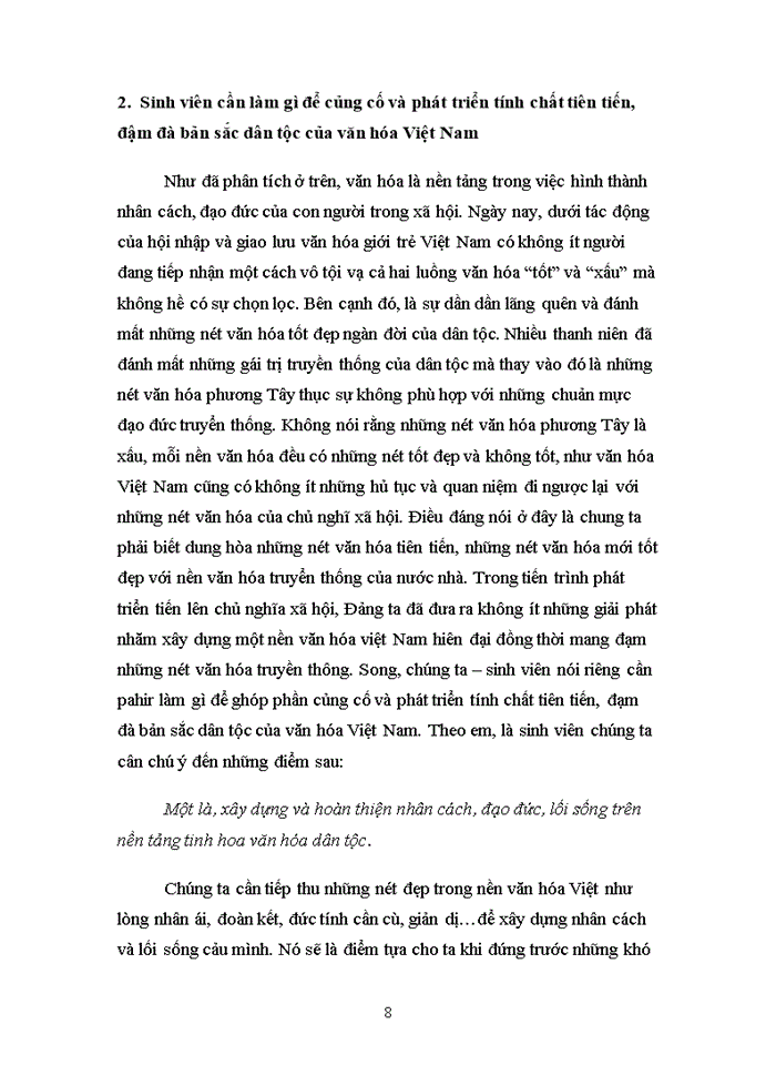 image for page Nhận thức của bạn về nền văn hóa tiên tiến đậm đà bản sắc dân tộc của việt nam