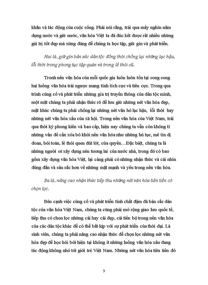 image for page Nhận thức của bạn về nền văn hóa tiên tiến đậm đà bản sắc dân tộc của việt nam