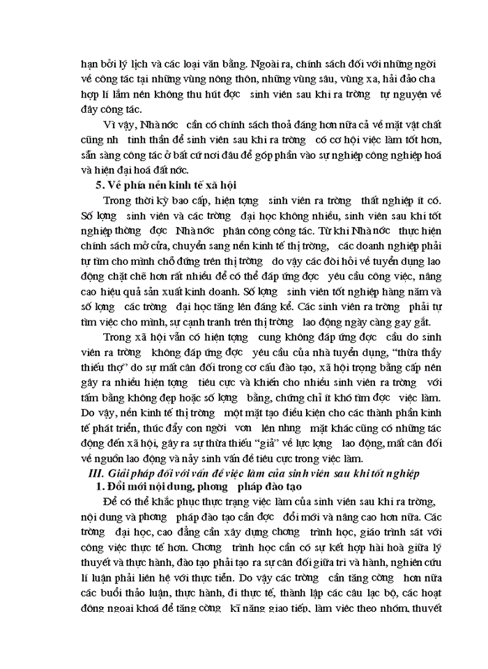 image for page Vận dụng nguyên tắc toàn diện và thực tiễn của phương pháp luận nhận thức khoa học để phân tích vấn đề việc làm của sinh viên sau khi tốt nghiệp