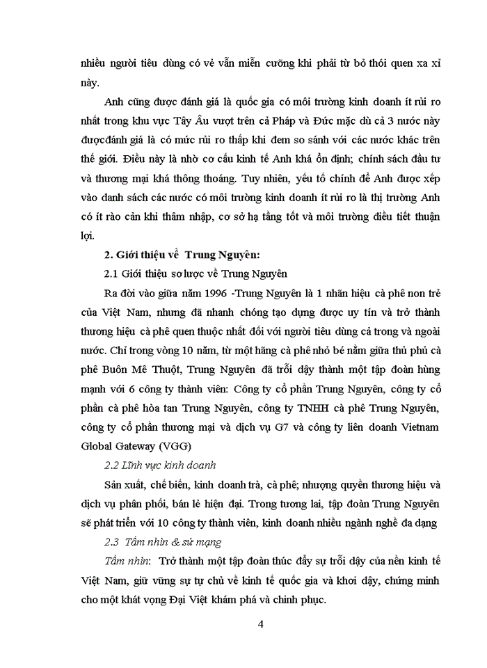 image for page Marketing hỗn hợp của công ty cafe Trung Nguyên tại Anh