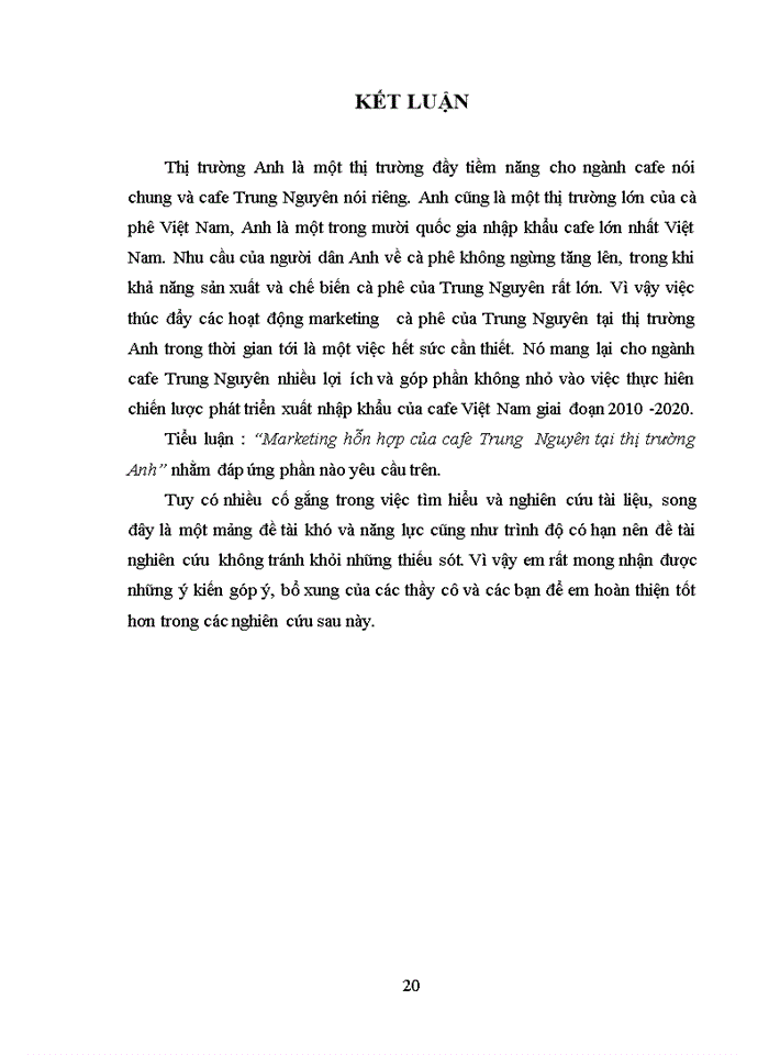 image for page Marketing hỗn hợp của công ty cafe Trung Nguyên tại Anh