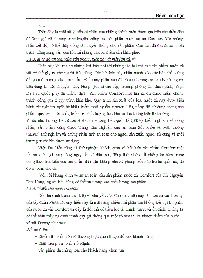 image for page Đánh giá hiệu quả truyền thông thông qua nghiên cứu hành vi tiêu dùng của khách hàng đối với sản phẩm nước xả vải Comfort