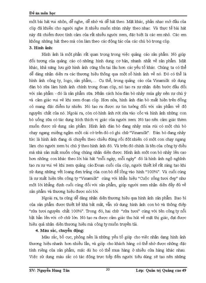 image for page Phân tích video clip quảng cáo 100% sữa tươi nguyên chất Vinamilk