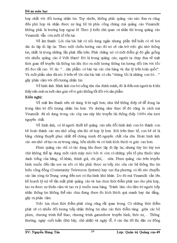 image for page Phân tích video clip quảng cáo 100% sữa tươi nguyên chất Vinamilk