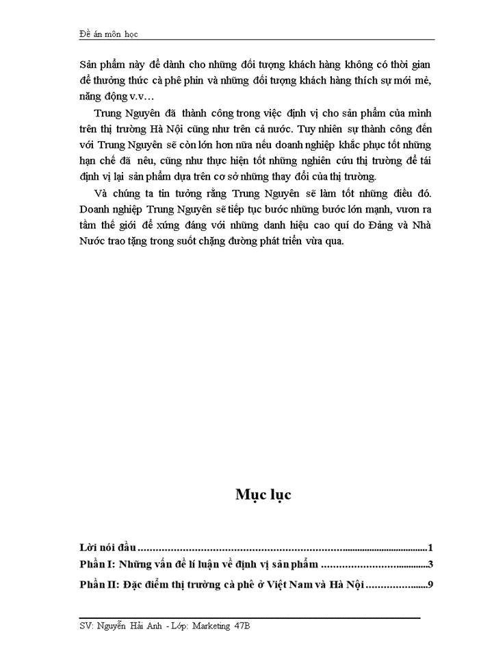 image for page Nghiên cứu chiến lược định vị của sản phẩm cà phê phin Trung Nguyên trên thị trường Hà Nội