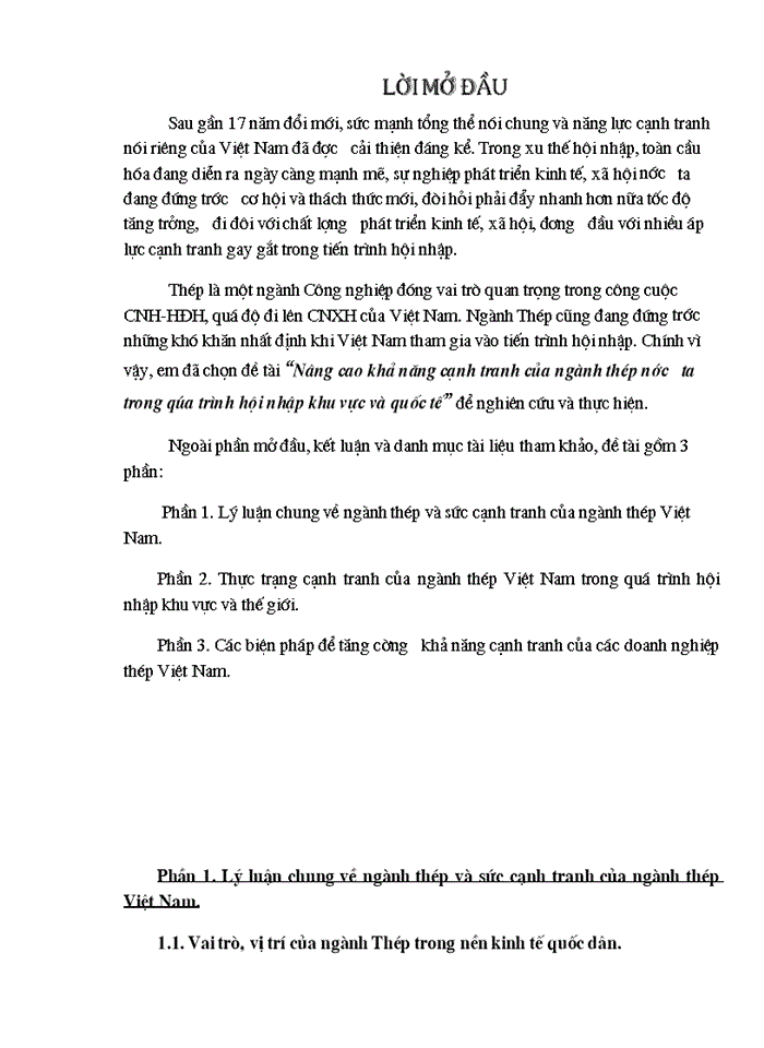 image for page Nâng cao khả năng cạnh tranh của ngành thép nước ta trong qúa trình hội nhập khu vực và quốc tế