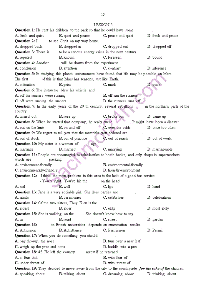 image for page 100 câu trắc nghiệm  tiếng anh