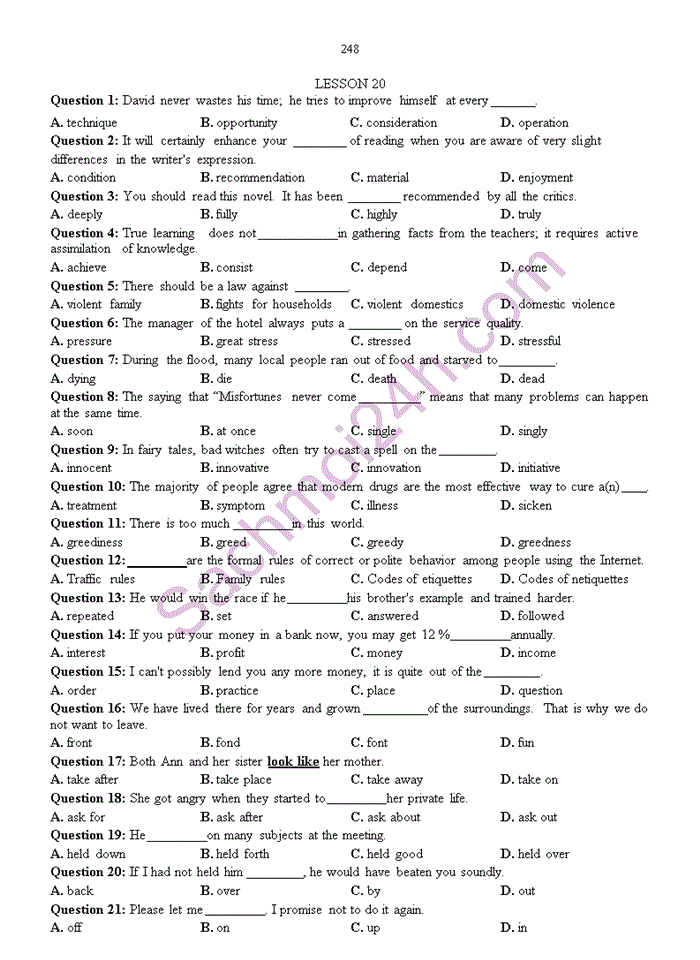 image for page 100 câu trắc nghiệm  tiếng anh