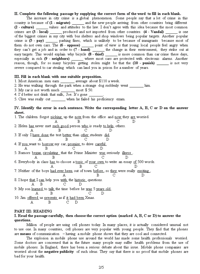 image for page 270 câu trắc nghiệm  tiếng anh