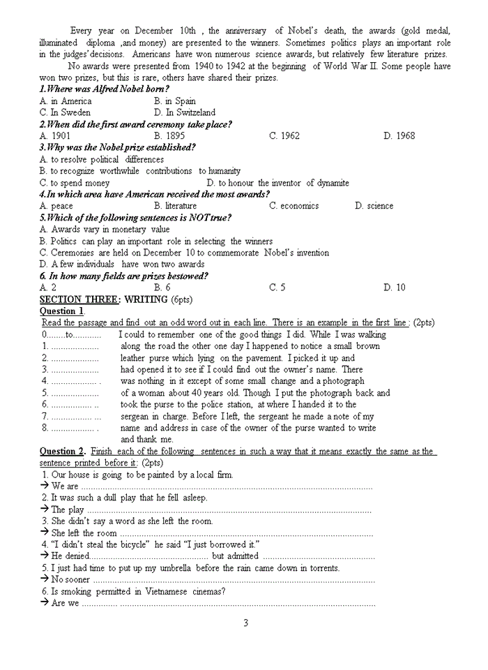 image for page thi-hsg-cap-truong câu trắc nghiệm  tiếng g-anh-lop
