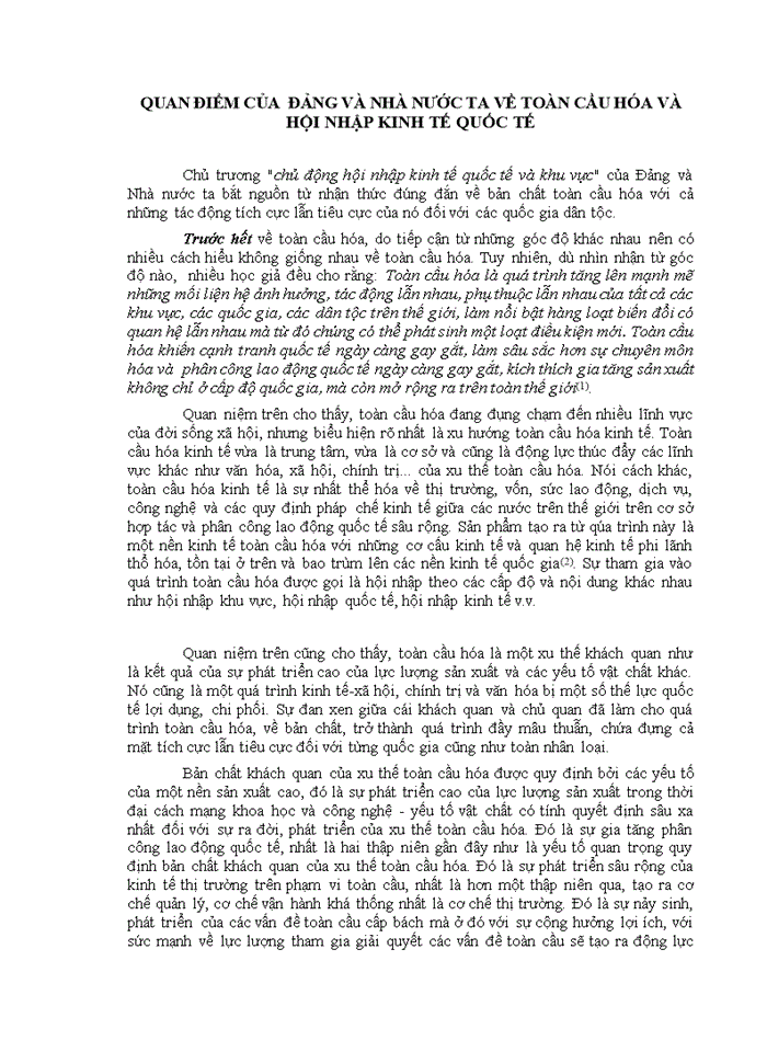 image for page Quan điểm của  Đảng và Nhà Nước ta về toàn cầu hóa và hội nhập kinh tế quốc tế