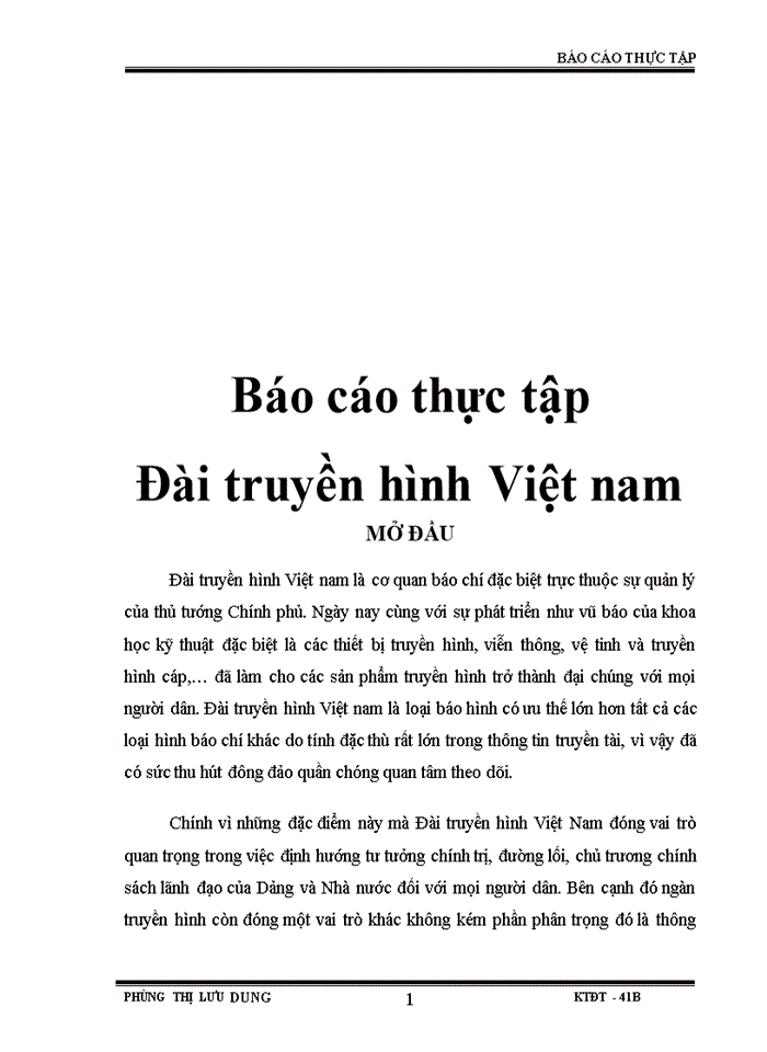 Báo cáo thực tập Đài truyền hình Việt Nam