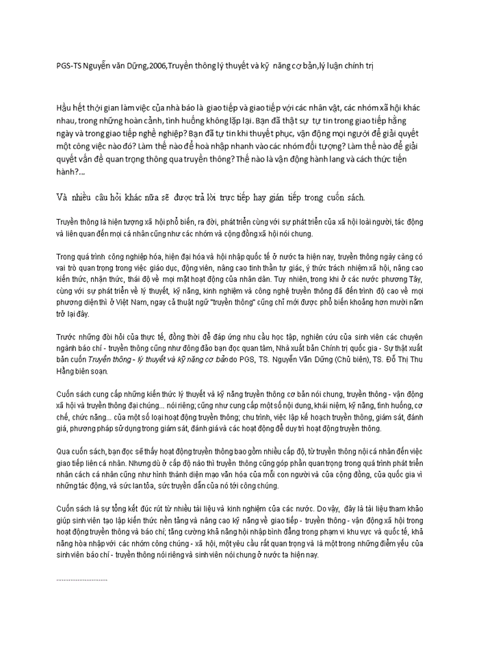 image for page Truyền thông lý thuyết và kỹ  năng cơ bản,lý luận chính trị