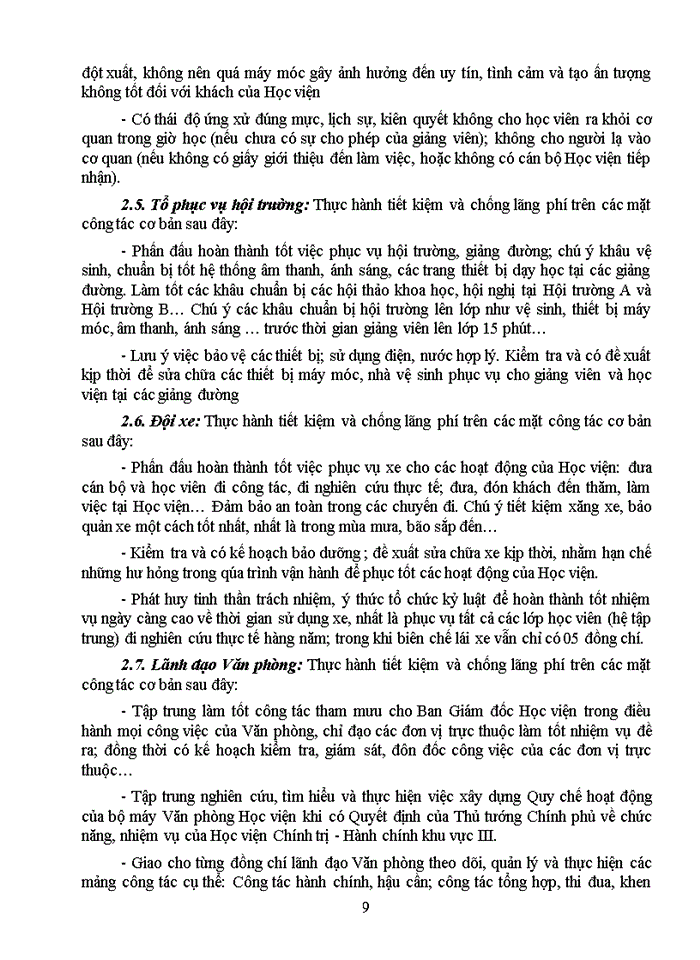 image for page Văn phòng học viện chính trị - hành chính khu vực iii với việc học tập tư tưởng hồ chí minh về thực hành tiết kiệm, chống tham ô, lãng phí, quan liêu