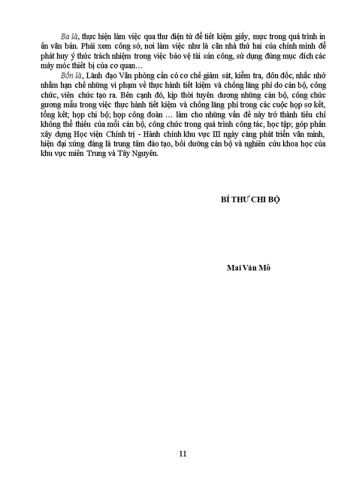 image for page Văn phòng học viện chính trị - hành chính khu vực iii với việc học tập tư tưởng hồ chí minh về thực hành tiết kiệm, chống tham ô, lãng phí, quan liêu