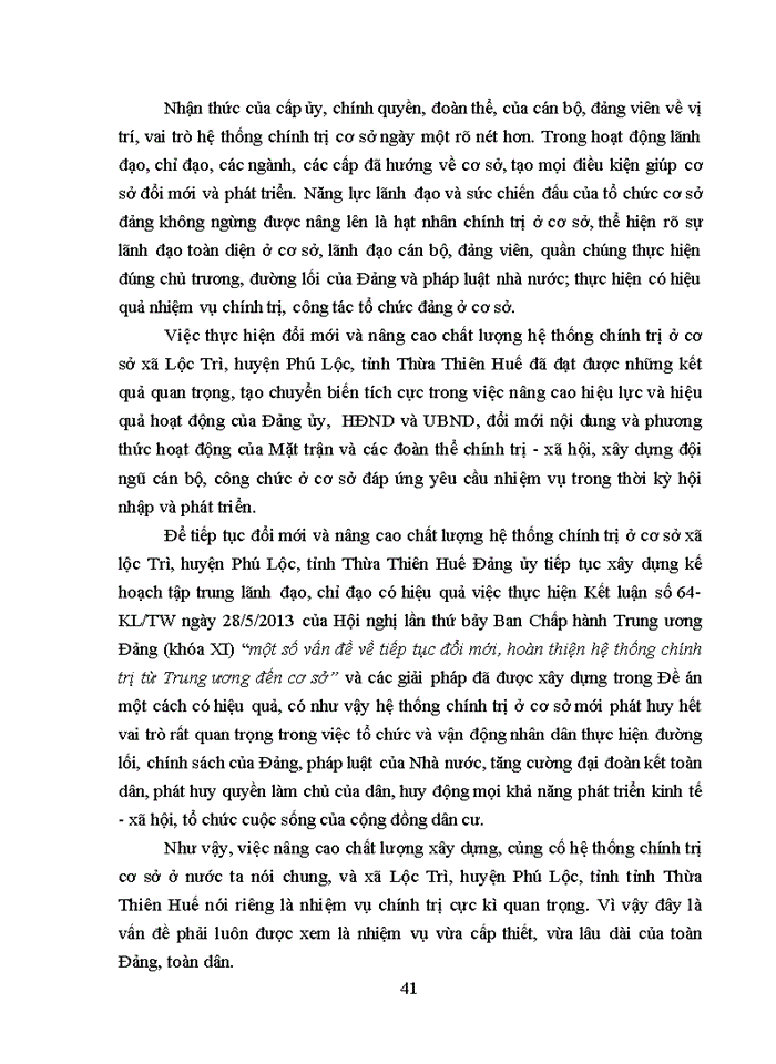 image for page Đổi mới và nâng cao chất lượng hệ thống chính trị ở cơ sở xã Lộc Trì, huyện Phú Lộc, tỉnh Thừa Thiên Huế, giai đoạn 2017 – 2021