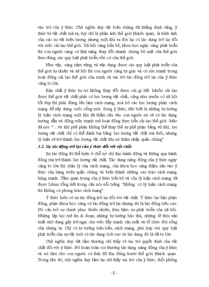 image for page Mối quan hệ biện chứng giữa vật chất và ý thức, ý nghĩa của nó đối với sự nghiệp đổi mới của nước ta hiện nay