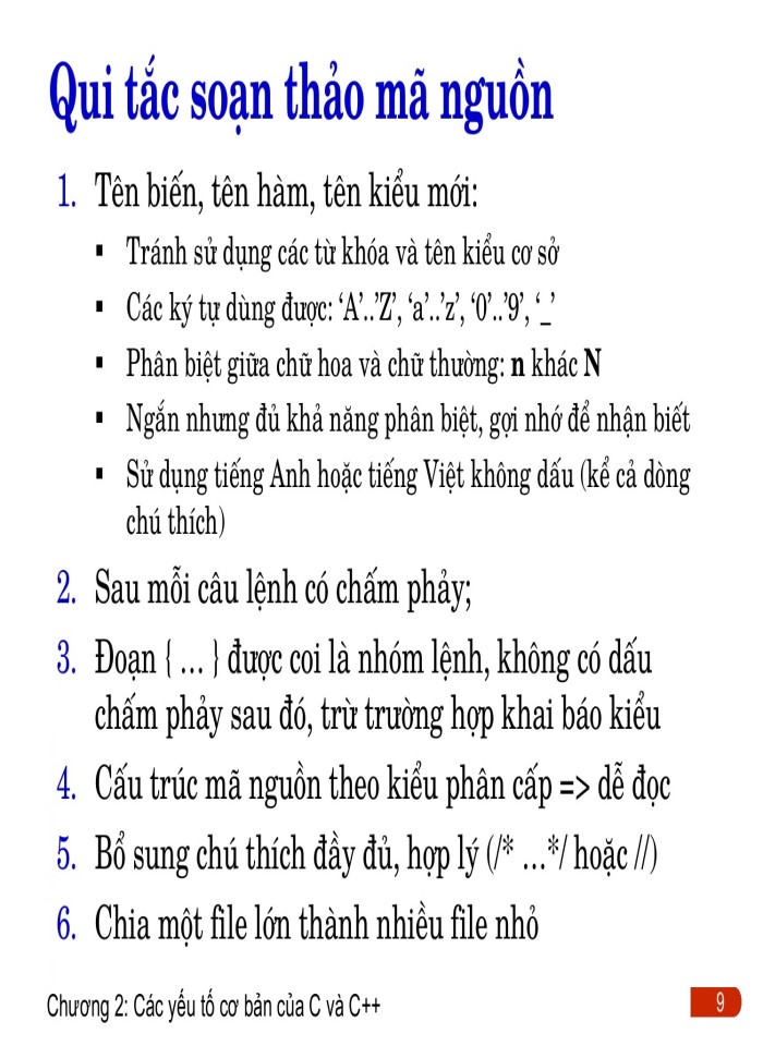 image for page Các yếu tố cơ bản trong C/C++