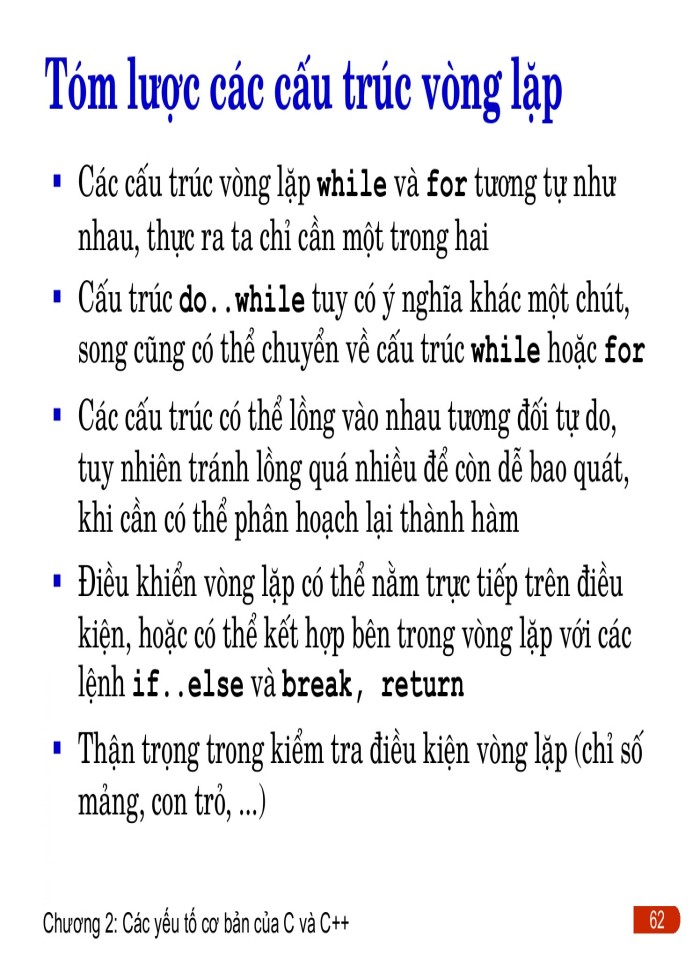 image for page Các yếu tố cơ bản trong C/C++