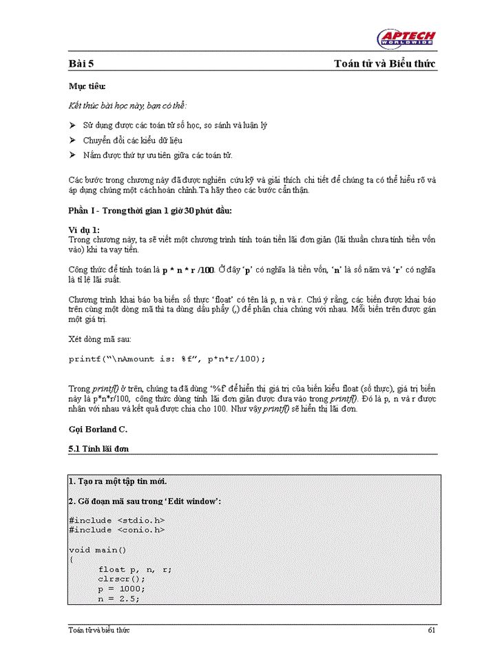 image for page Toán tử biểu thức trong C++
