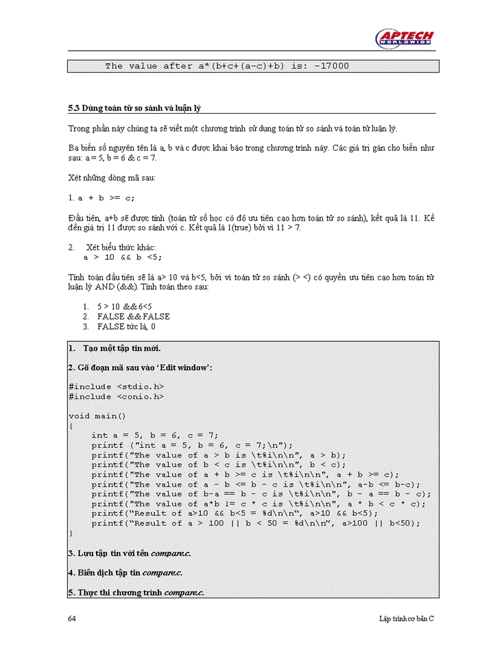 image for page Toán tử biểu thức trong C++
