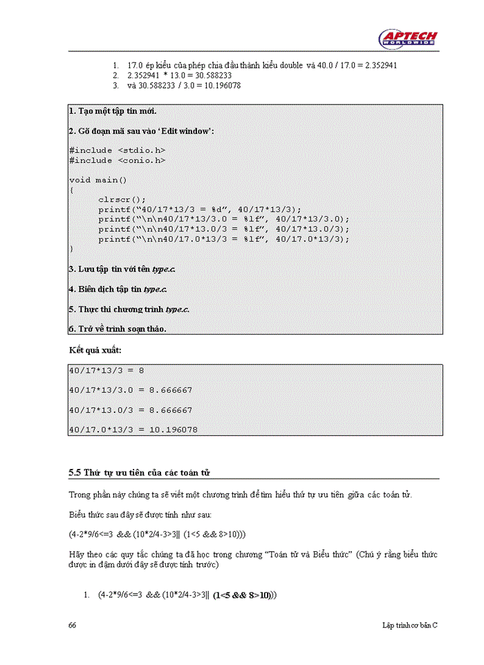 Toán tử biểu thức trong C++