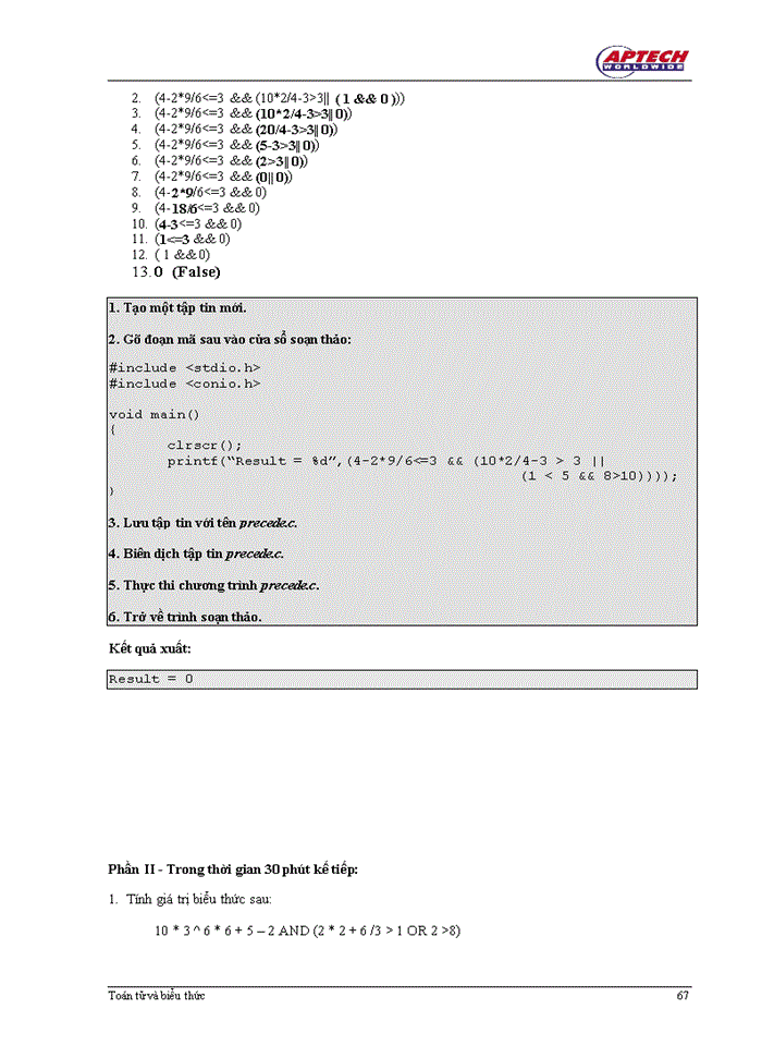 image for page Toán tử biểu thức trong C++