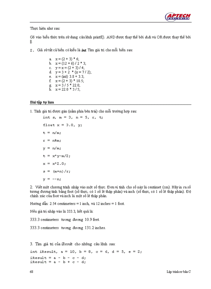 image for page Toán tử biểu thức trong C++