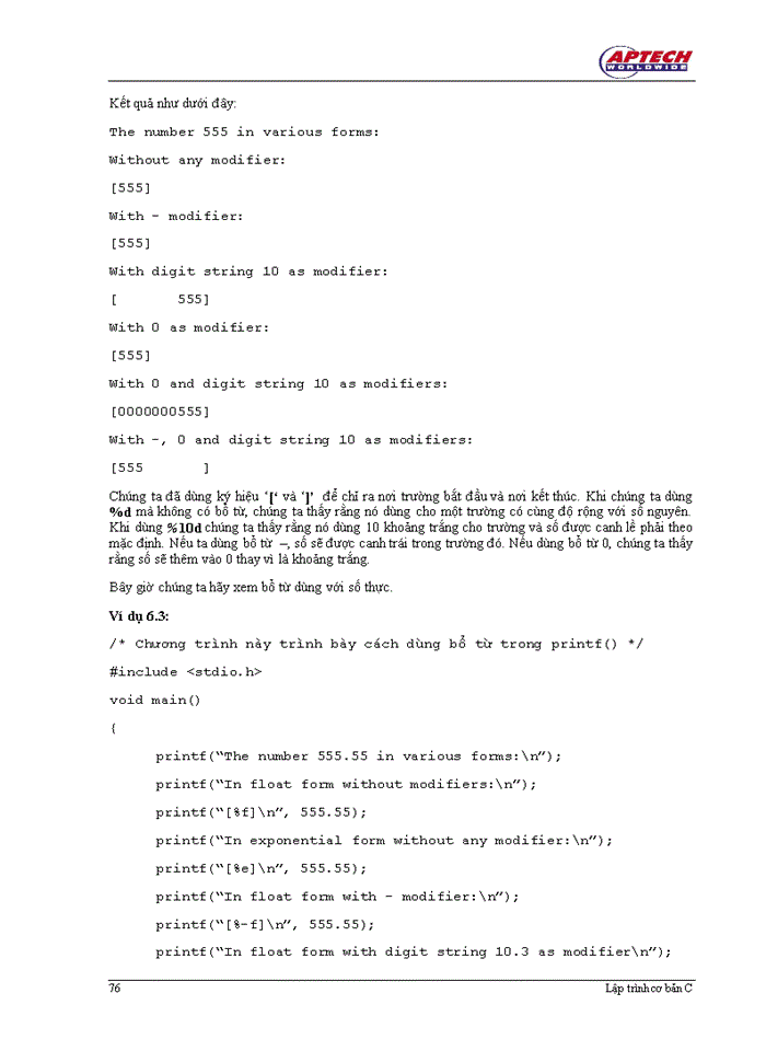 image for page Nhập xuất trong C
