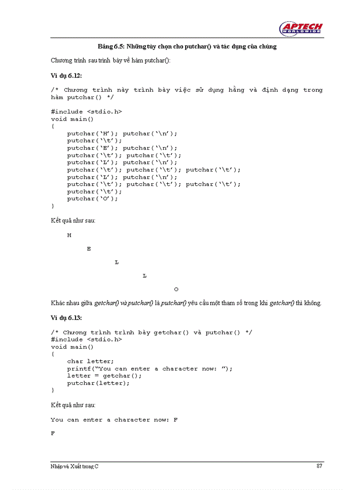 image for page Nhập xuất trong C