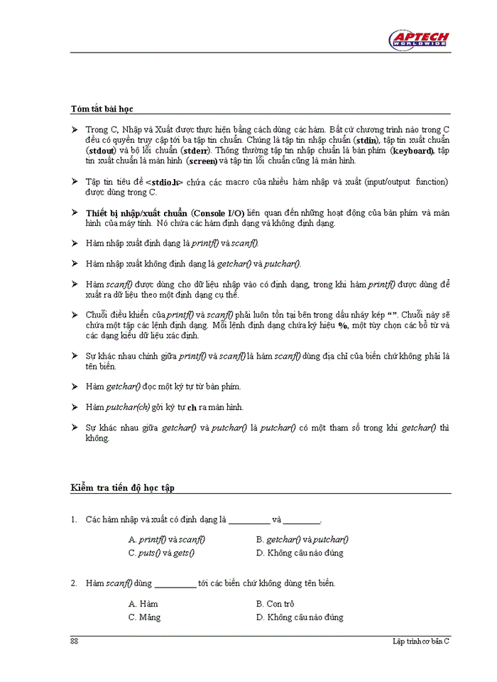 image for page Nhập xuất trong C