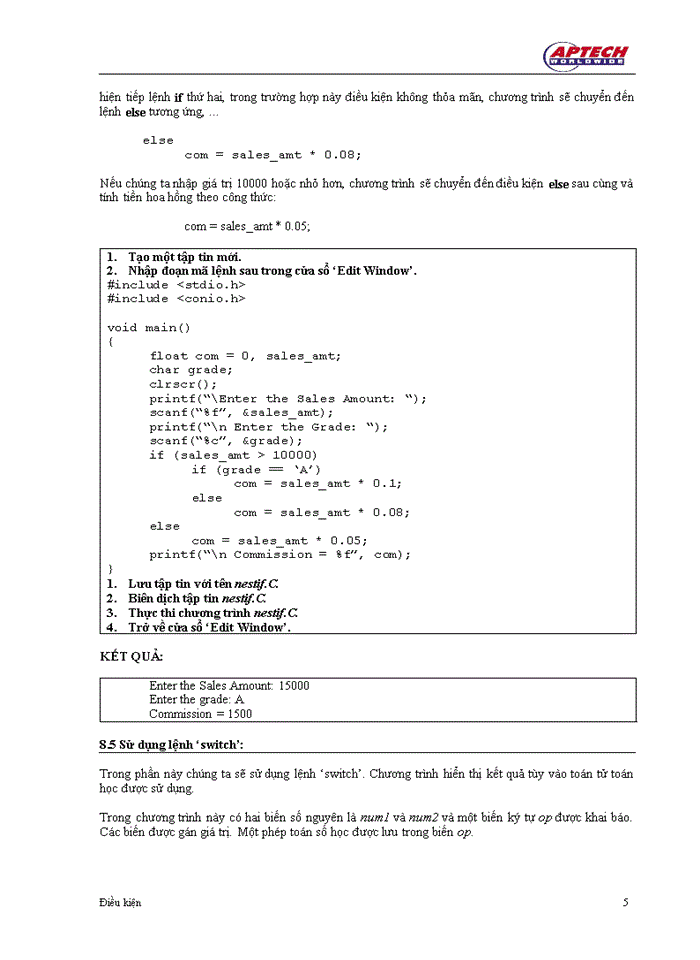 Điều kiện trong C++