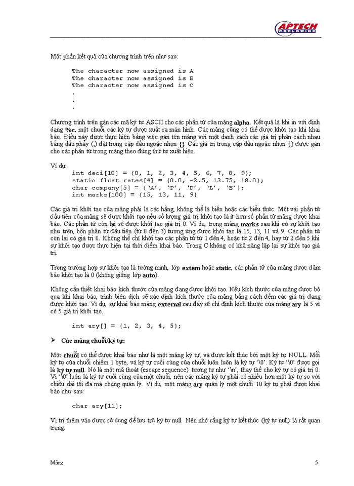 Mảng 1 chiều trong C++