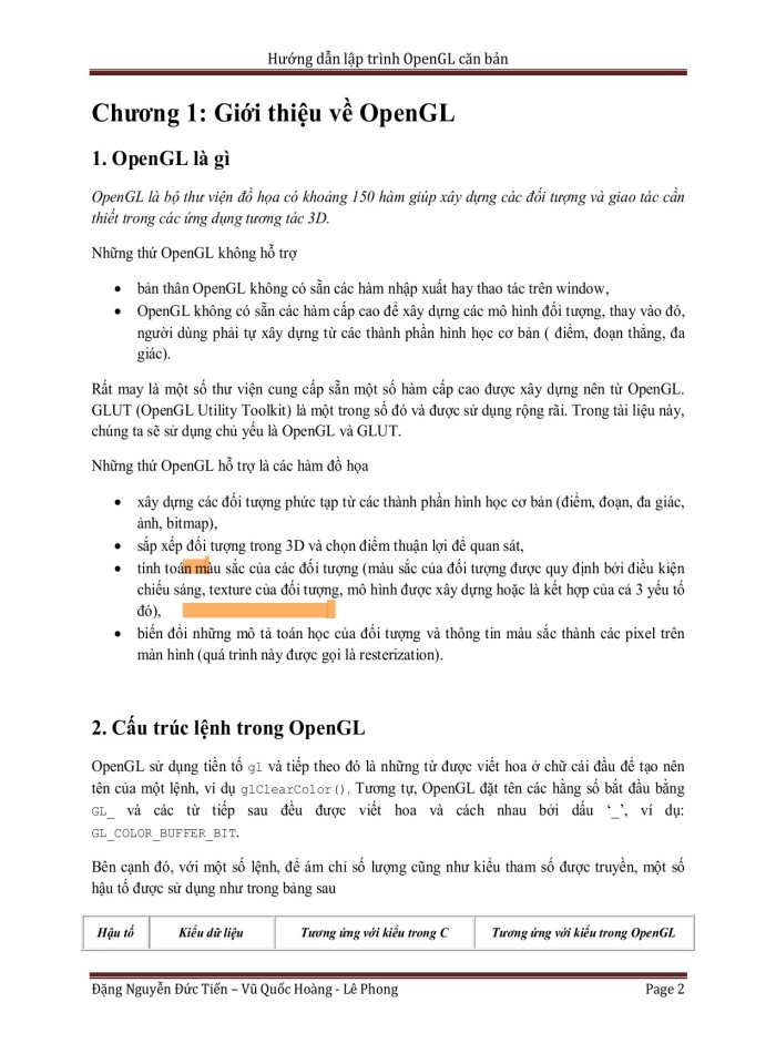 Hướng dẫn lập trình OpenGL căn bản